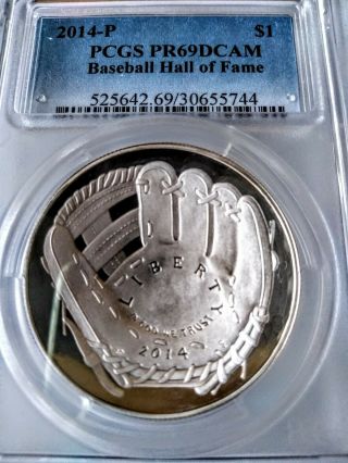 2014 - P $1 Silver Baseball Hall Of Fame Commemorative Pcgs Pr69dcam