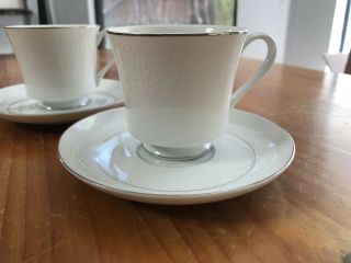 Set Of 2 Crown Victoria Fine China Lovelace Footed Tea Cup/ Saucer