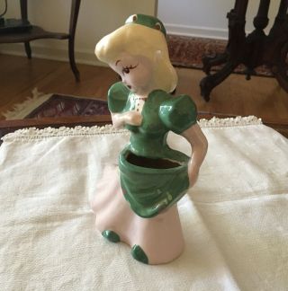 California Pottery Female Figurine Blond Hair Planter Vintage 2