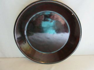 Antique Western Stoneware Dark Brown 9.  5 " X 2 " Pie Plate