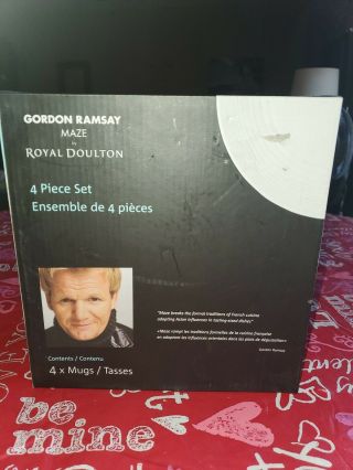 Gordon Ramsay Maze Royal Doulton Set Of 4 Coffee Cups White Mugs W Handles
