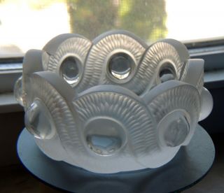 Vintage Lalique Gao Frosted And Clear Crystal Bowl (cendrier) Signed R.  Lalique