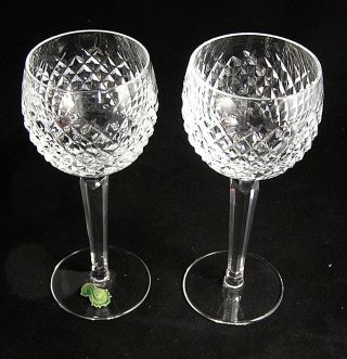 2 Sparkling Waterford Crystal " Alana " Wine Hock Glasses 7 3/8 "