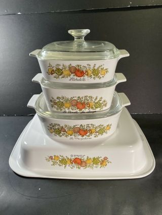 Corning Ware Vintage “spice Of Life” Casserole Dishes Set (of 4)