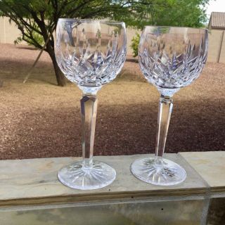 Vintage Waterford Crystal Lismore Set 2 Wine Goblets
