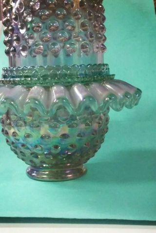 Fenton Fairy light Green And Lavender Signed Shelley Fenton Candle Holder 3