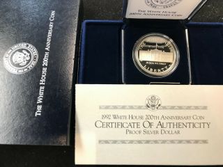 1992 - W White House 200th Anniversary Silver Proof Commemorative Coin Box