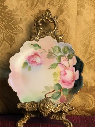 Malmaison Victorian Hand - Painted Plate Pink Rose Flower 6 " Gold Rim