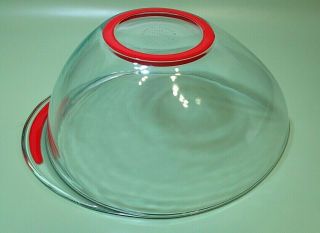 Pyrex 2250 Mixing Bowl 5 Qt 4.  75L Teardrop Blue Tinted Clear Glass Red Grip Base 3
