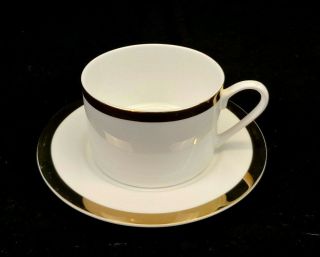 Fitz And Floyd Fine Bone China,  Nevaeh White Gold Rim Cup & Saucer