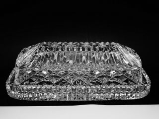 Brilliant Waterford Crystal " Giftware " 1/4 Pound Covered Butter Dish Ireland