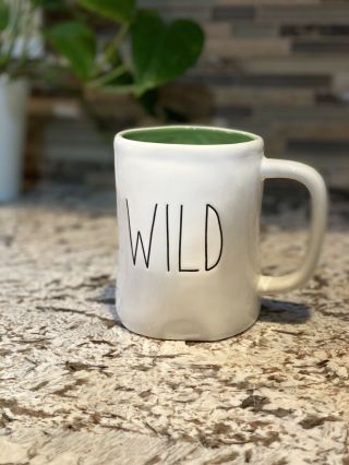 Rae Dunn Wild Mug Black White Green Farmhouse Ceramic Coffee Tea
