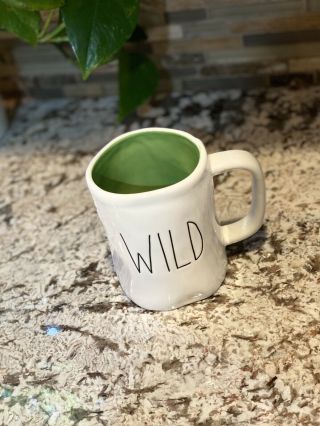 Rae Dunn Wild Mug Black White Green Farmhouse Ceramic Coffee Tea 3