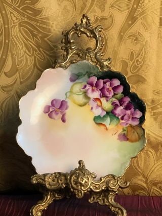 Malmaison Victorian Hand - Painted Plate Purple Pansy Flower 6 " Gold Rim