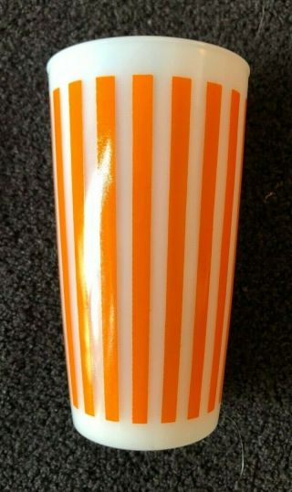 Hazel Atlas Candy Stripe Orange Tumbler 5 & 1/8 "