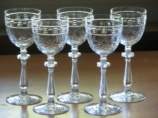 Libbey Rock Sharpe (lrs) Crystal Clear Stem 1015 Claret Wine Goblets - Set Of 5