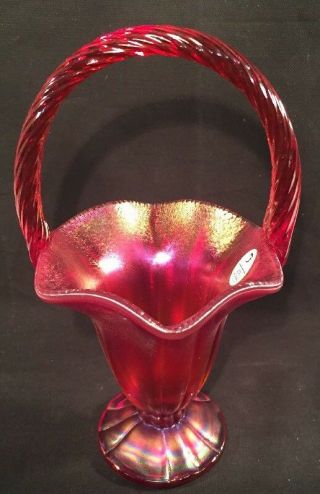 Fenton Art Glass Ruby Red Carnival Stretch Basket