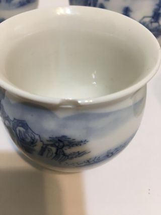 7 PC SET Japanese Tea Pot And Cups Blue Mountain Village Porcelain 3