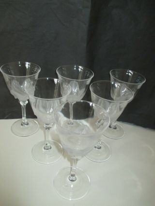 6 Vintage Cristal J G Durand Florence Water Glasses Long Stem Made in France 3