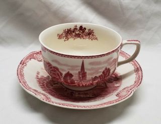 Johnson Brothers China Old Britain Castles Pink Red Cup & Saucer