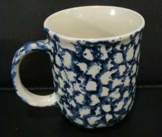 Folk Craft HEARTS Blue Sponge Coffee Cup Mug Made by Tienshan 2
