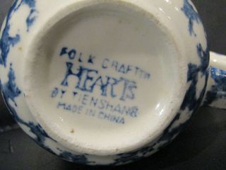 Folk Craft HEARTS Blue Sponge Coffee Cup Mug Made by Tienshan 3