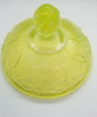Fenton Topaz Vaseline Opalescent Lily of the Valley Candy Dish EUC 2