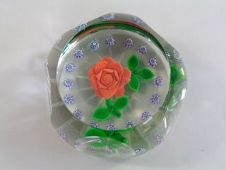 William Manson 1980 Red Rose Millefiori Limited Edition Paperweight.