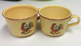 Set Of 2 Taylor Smith Taylor Reveille Rooster Flat Cups