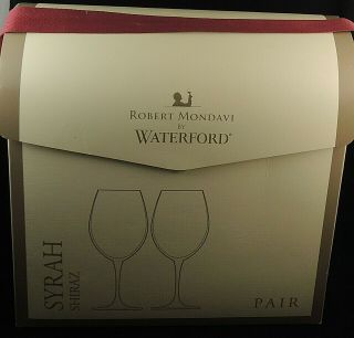 Syrah Wine Robert Mondavi By Waterford Crystal Wine Glasses Set Of 2 Nib 9 5/8 "