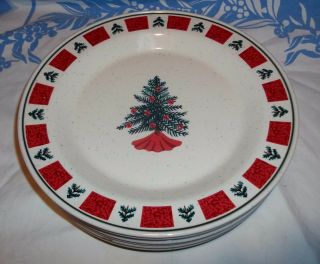 Folk Craft Holiday Homecoming Stoneware 10 1/2 " Dinner Plates
