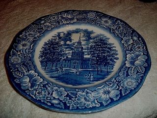 Liberty Blue China 9 7/8 " Dinner Plates Independence Hall Staffordshire England