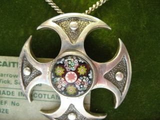 Caithness Glass Jewellery Silver Hallmarked Pendant & Chain,  Ysart Glass Stone