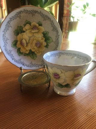 Vintage Tuscan Fine Bone China Tea Cup & Saucer - Yellow Flowers - England