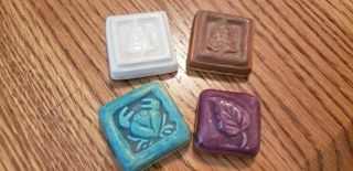 Four Whistling Frog Tile Company 1 1/4 " Pottery Tiles - Leaf,  2 Trees & Crab
