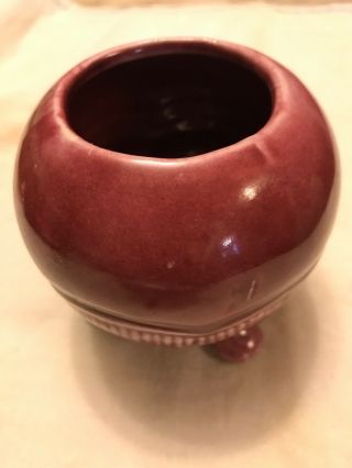 Vintage Small Pottery Footed Planter Maroon Succulents Pretty