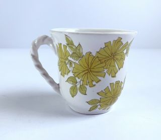 Ernestine Salerno Italy Pottery Mug Yellow Flowers Retro Vintage Collectible