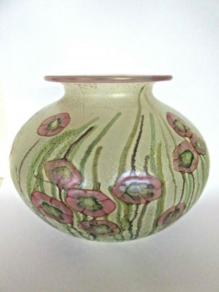 Isle Of Wight Glass Vase,  Wild Garden,  Wild Rose,  Timothy Harris 2001 - 2009,  11cm