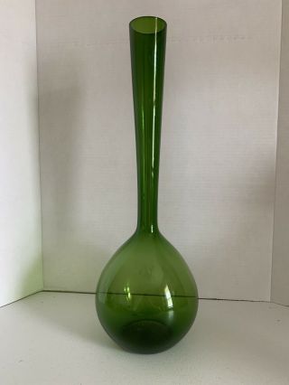 Vtg Arthur Percy Green Gullaskruf Art Glass Vase Sweden Large 19.  5” Tall Mcm
