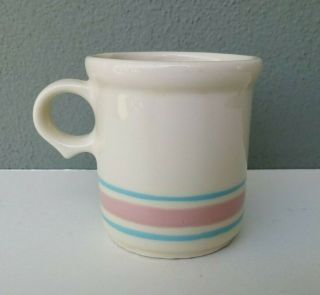 Mccoy Pottery - Stonecraft - Pink & Blue Band Coffee Mug 1412