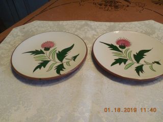 Vtg Set Of Two (2) 6 " Stangl Pink Thistle Bread & Butter Plates