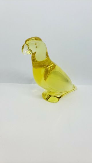 Baccarat French Art Glass Crystal Yellow Parrot Bird Figurine