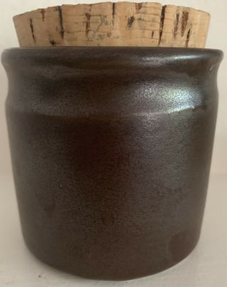 Vintage Hoganas Keramik Dark Brown Ceramic Pot W/ Cork Top