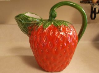 Italian Pottery Strawberry Porcelain Pitcher 9506 2