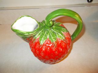 Italian Pottery Strawberry Porcelain Pitcher 9506 3