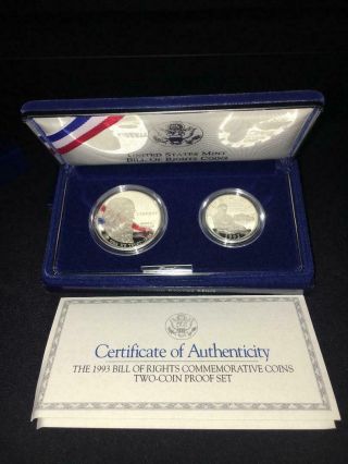 1993 - S Us Bill Of Rights Commemorative Coins / Two Coin Proof Set