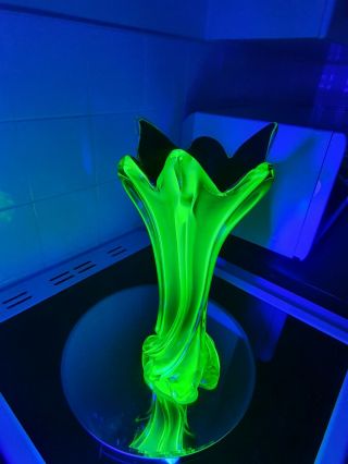 Absolutely Stunning Huge Murano Uranium Glass Vase