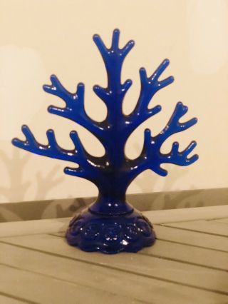 Le Smith Moon And Stars Cobalt Blue Glass Jewelry Tree Holder