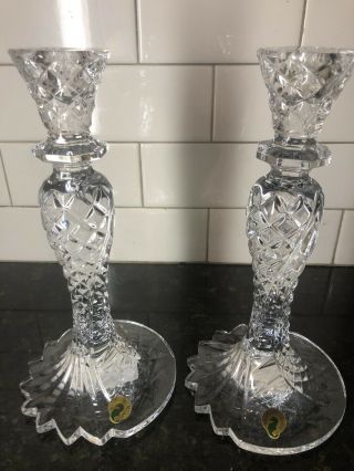 Waterford Crystal Sea Jewel 10” Candlesticks Candle Holders Set / 2 -