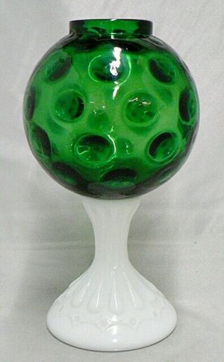 Fenton Glass Moonstone Optic Green Bubble Ball Vase